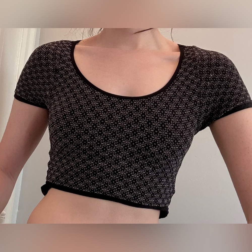 Free People fitted capped sleeve crop top